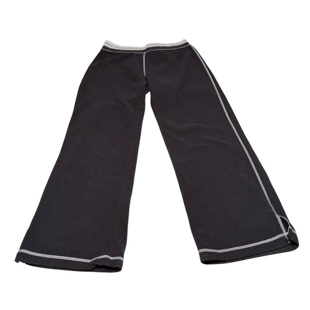 JanSport Black Fleece Pants Contrast Stitching Striped Waistband Women's Large
